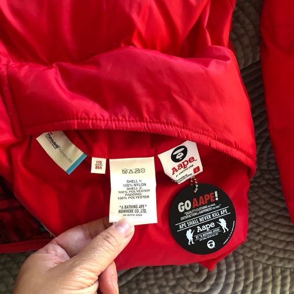 Bape Bathing Ape red Camo reversible puffer jacket size S - Picture 7 of 12